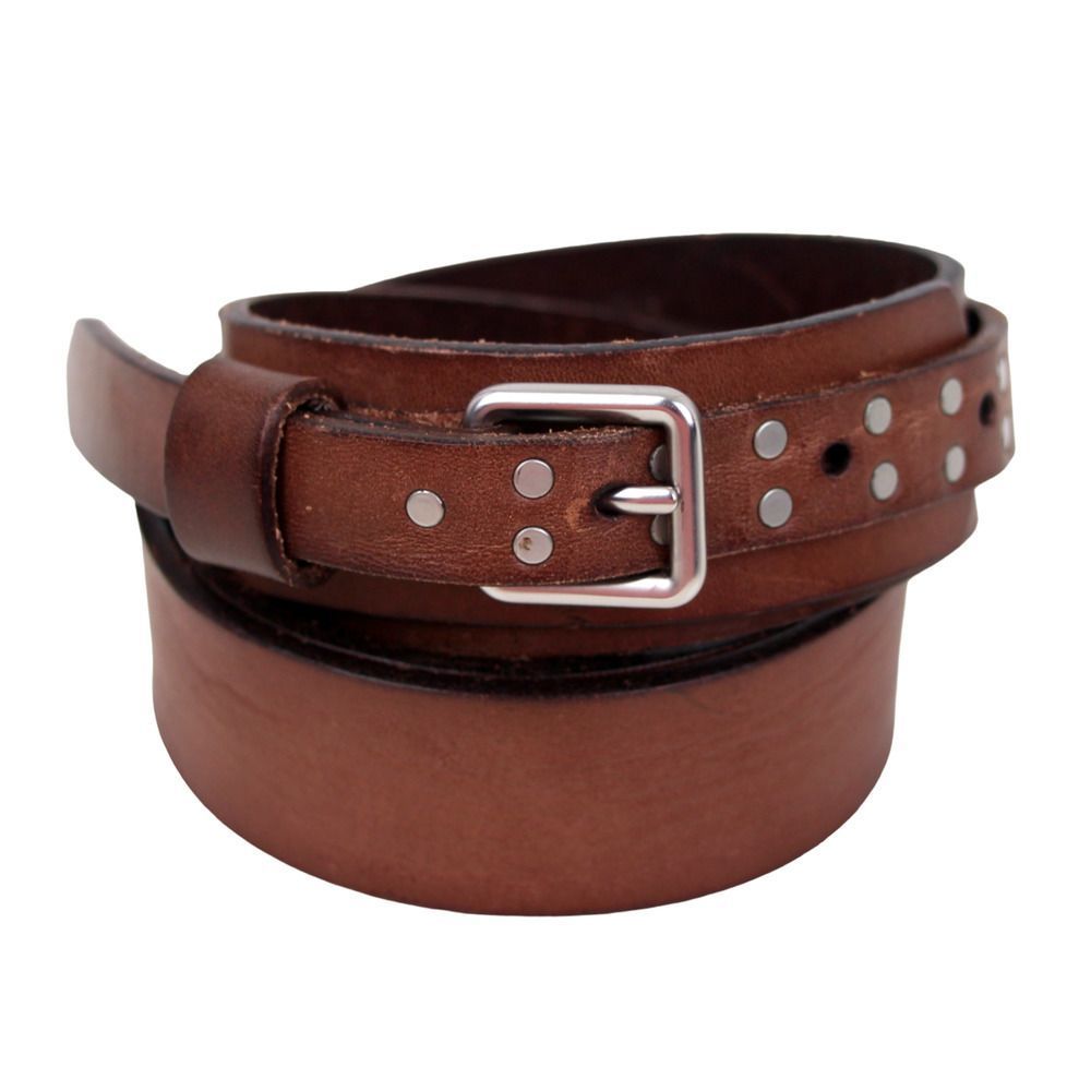 Gap BROWN GENUINE LEATHER 1 1/8"Wd STUDDED CASUAL DRESS WOMEN'S BELT Sz S (G62